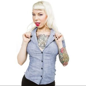 Lucky 13 Pistol Chambray Lace Back Top